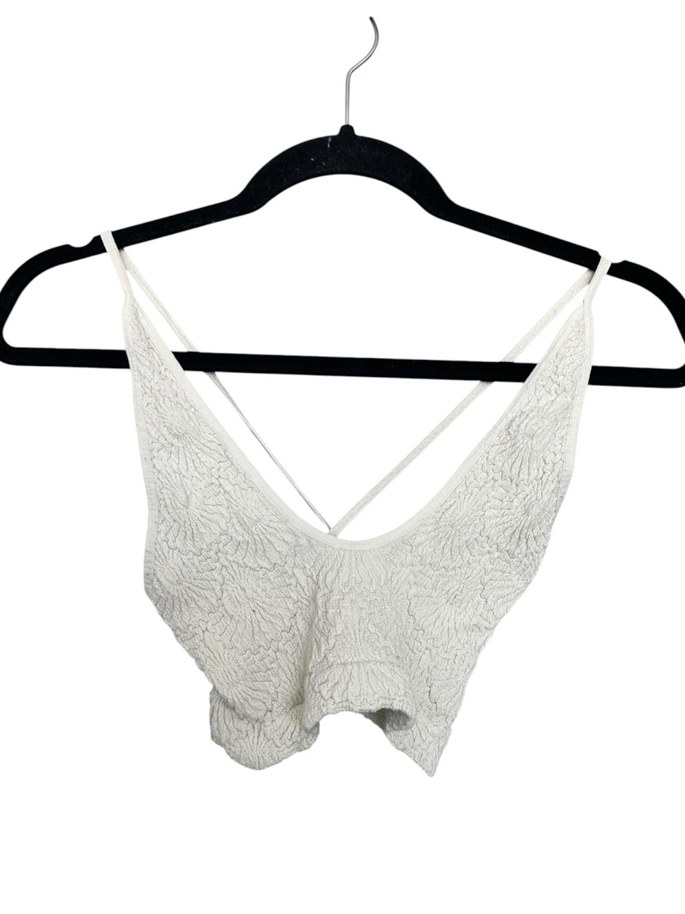 Free People Cream Lace-Texture Bandeau Bralette